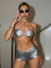 Акція на Костюм вечірній жіночий SHEIN GD-00222514 L Сріблястий від Rozetka
