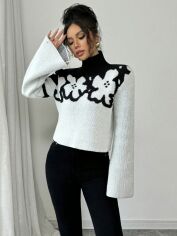 Акція на Светр жіночий SHEIN GD-00197078 XL Чорно-білий від Rozetka