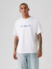 Акція на Футболка бавовняна довга чоловіча Levi's 87373-0213 XL Біла з вишивкою від Rozetka
