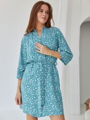 Акція на Халат жіночий літній BARWA garments 0099 M Біла квіточка на бірюзовому від Rozetka