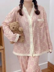 Акція на Піжама (сорочка+штани) жіноча великого розміру SHEIN GD-00208191 XL Рожева від Rozetka