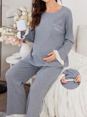 Акція на Піжама (кофта + штани) жіноча для вагітних SHEIN GD-00207389 L Сіра від Rozetka