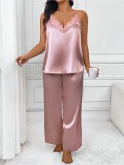 Акція на Піжама (майка + штани) жіноча SHEIN GD-00218701 0XL Рожева від Rozetka