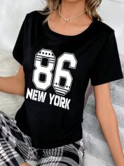 Акція на Піжамна футболка жіноча великого розміру SHEIN GD-00216329 XL Чорна від Rozetka