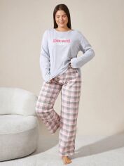 Акція на Піжама жіноча великого розміру SHEIN GD-00218850 1XL Сірий від Rozetka