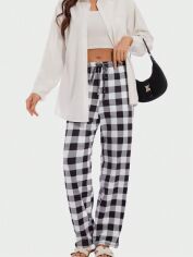 Акція на Піжамні штани жіночі SHEIN GD-00216116 L Чорно-білі від Rozetka