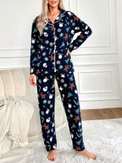 Акція на Піжама (сорочка+штани) жіноча SHEIN GD-00196293 L Синя від Rozetka