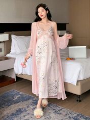 Акція на Нічна сорочка + жіночий халат SHEIN GD-00203958 M Рожева від Rozetka