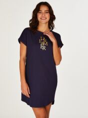 Акція на Нічна сорочка жіноча великих розмірів бавовняна Hunkemoller GD-00232699 XL/XXL Темно-синя від Rozetka