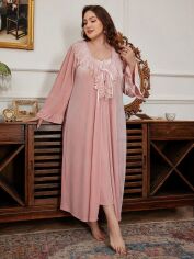 Акція на Нічна сорочка + халат жіночий SHEIN GD-00216075 3XL Кораловий від Rozetka