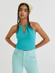 Акція на Топ жіночий Pull & Bear XAZ475901CBBU S Бірюзовий від Rozetka