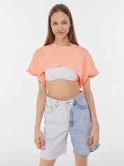 Акция на Топ жіночий Bershka XAZ476085LQPL L Яскраво-жовтогарячий от Rozetka