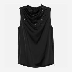 Акція на Блузка жіноча H&M XAZ215672YLIP 38 Чорна зі сріблястим від Rozetka