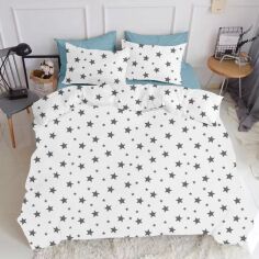 Акція на Комплект постільної білизни Cosas Двоспальний 180х220 Star Big Grey-El160-Sky від Rozetka