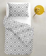Акція на Комплект постільної білизни Cosas Підлітковий 160x220 155х215 Ornament Grey White El90 від Rozetka