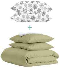 Акція на Комплект Cosas Євро 200х220 Ranfors Olive + подарунок наволочки 2 шт Snowflakes Grey від Rozetka