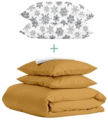 Акція на Комплект Cosas Євро Ranfors Mustard + подарунок наволочки 2 шт Snowflakes Grey від Rozetka