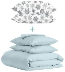 Акція на Комплект Cosas Євро 200х220 Ranfors Light Blue + подарунок наволочки 2 шт Snowflakes Grey від Rozetka