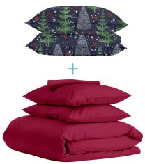 Акция на Комплект Cosas 1.5-спальний Ranfors Bordo + подарунок наволочки 2 шт Winter Wood Night от Rozetka