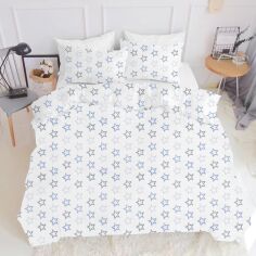 Акція на Комплект постільної білизни Cosas 1.5-спальний 160х220 Stars Clear Grey Blue White від Rozetka