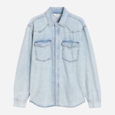 Акція на Сорочка бавовняна чоловіча H&M 1182110002c28 L Блакитна від Rozetka