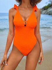 Акція на Купальник суцільний жіночий SHEIN GD-00217930 XL Помаранчевий від Rozetka