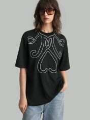Акція на Футболка довга жіноча SHEIN GD-00209106 L Чорна від Rozetka