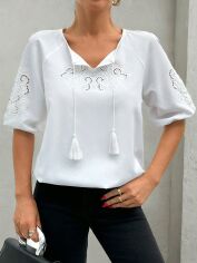 Акція на Блузка жіноча SHEIN GD-00195155 XL Біла від Rozetka