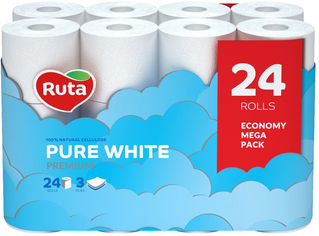 Акция на Туалетная бумага Ruta Pure White 3хслойная 24 рулона (4820202892038) от Rozetka