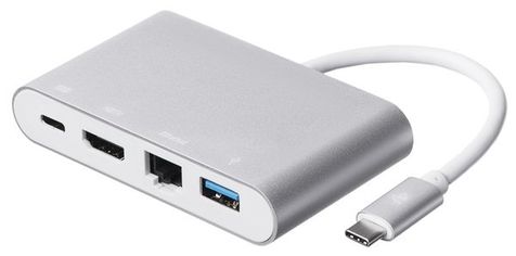 Акція на Адаптер 2E Type C to USB 3.0+Gigabit Ethernet+HDMI+USB Type C, 0.15m, silver від MOYO