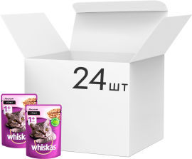 Акция на Упаковка влажного корма для котов Whiskas с лососем в соусе 24 шт по 100 г (4770608239251) от Rozetka UA