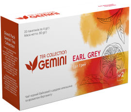 Акція на Чай черный пакетированный Gemini Tea Collection Grand Pack Эрл Грей 4 г х 20 пакетиков (4820156430850) від Rozetka UA