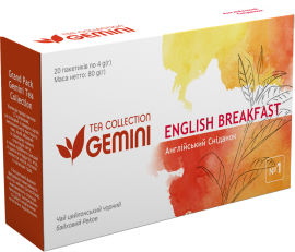 Акция на Чай черный пакетированный Gemini Tea Collection Grand Pack Английский завтрак 4 г х 20 пакетиков (4820156430843) от Rozetka UA