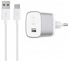 Акція на Сетевое зарядное устройство Belkin Quick Charge USB 3.0 + Type-C Cable Silver від MOYO