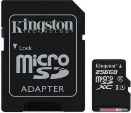 Акція на Карта пам'яті Kingston microSDXC 256GB Canvas Select Class 10 UHS-I U1 + SD-адаптер (SDCS/256GB) від Територія твоєї техніки