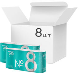 Акція на Упаковка туалетной бумаги Grite No8 146 отрывов 2 слоя 8 шт по 8 рулонов (4770023350395) від Rozetka UA
