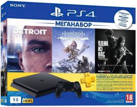 Акція на Игровая приставка PlayStation 4 Slim 1Tb (Horizon Zero Dawn + Detroit + The Last of Us + PSPlus 3М) (9926009) від MOYO