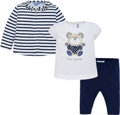 Акція на Комплект (кардиган + футболка + лосины) Mayoral Baby Girl 1742-63 9M Синий (2901742063095) від Rozetka UA