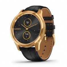 Акція на Garmin Vivomove Luxe 24K Gold Pvd Stainless Steel Case with Black Embossed Italian Leather Band (010-02241-22) від Stylus