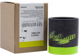 Акція на Ароматическая свеча Aromalovers Зелёный чай и лимон соевая в бетоне 240 г (ROZ6206102586) від Rozetka UA