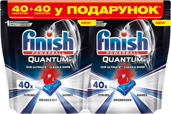 Акция на Таблетки для посудомоечных машин Finish Quantum 40+40 шт (4820232970041) от Rozetka UA