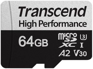 Акция на Карта памяти TRANSEND microSDXC 64GB Class 10 UHS-I U3 A2 R100/W85MB/s + SD адаптер (TS64GUSD330S) от MOYO