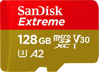 Акция на SanDisk microSDXC Extreme V30 128GB C10 UHS-I U3 + SD адаптер (SDSQXA1-128G-GN6AA) от Rozetka UA