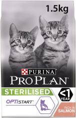 Акция на Сухой полнорационный корм для стерилизованных котят Purina Pro Plan Sterilised до 12 месяцев с лососем 1.5 кг (7613037684070 от Rozetka UA