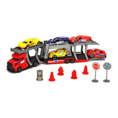 Акція на Набір Dickie toys City Автотранспортер із 5 металевими машинками (3745012) від Будинок іграшок