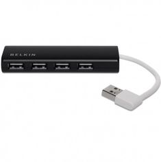 Акція на USB Хаб Belkin USB 2.0, Ultra-Slim Travel, пассивный без БП, Black (4 порта) від MOYO