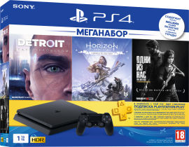 Акция на Консоль Sony PlayStation 4 Slim 1Tb + Detroit, Horizon, The Last Of Us + PS Plus 3 мес. (9926009) от Eldorado