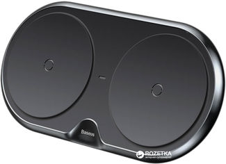 Акция на Беспроводное зарядное устройство Baseus Dual Wireless Charger Black (WXXHJ-A01) от Rozetka UA