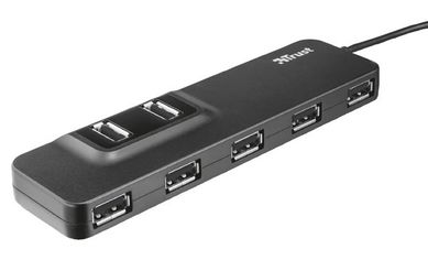 Акція на USB-хаб TRUST Oila 7 Port USB 2.0 Hub Black від MOYO