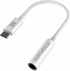 Акція на Переходник Promate AuxLink-C USB type C - AUX 3.5 мм 0.2 м White (auxlink-c.white) від Rozetka UA